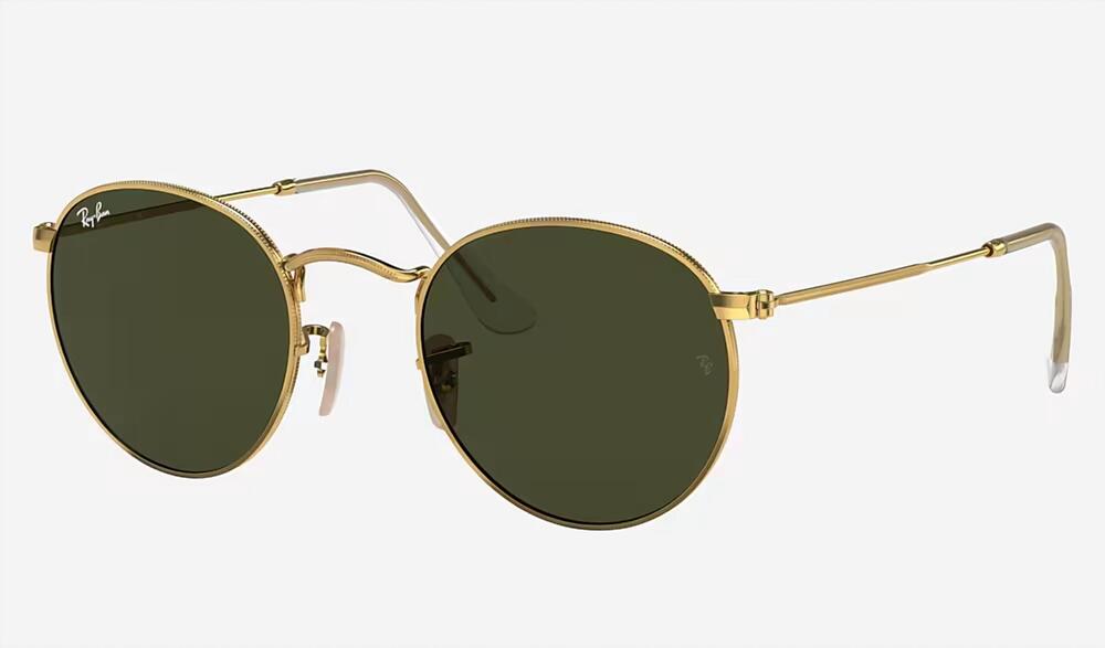 NEW RAY BAN unisex - 0rb3447 round metal sunglasses in arista gold (g-15 green)